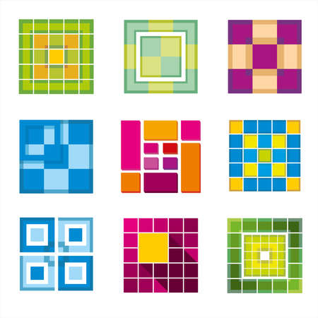 Geometric cube, square shapes for logo. Square logo business, logo geometric, cube logo abstract, square cubic shape. Vector illustrationのイラスト素材