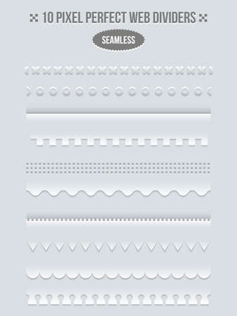 Set of borders and dividers for web. Line page, bookbinder design, vector illustrationのイラスト素材