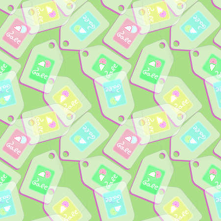 Vector Tags with spring discounts on green background. EPS10 opacityのイラスト素材