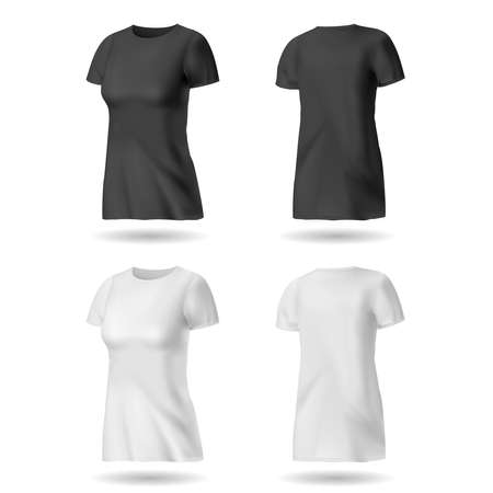 T-shirt design template for women. Black and whiteのイラスト素材
