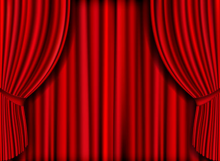 Vector realistic red curtain for product launchesのイラスト素材