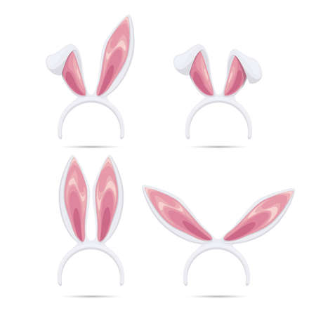 Easter masks set. Vector rabbit ears masks collection for Easter. Rabbit earsのイラスト素材