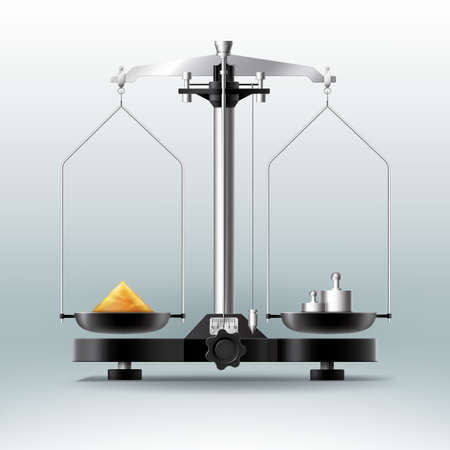 Vector laboratory balance with weights dumbbells and stuff, side view isolated on Backgroundのイラスト素材
