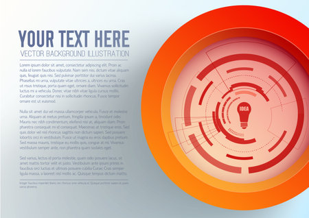 Abstract business template with text red circle bulb icon futuristic interface on gray background isolated vector illustrationのイラスト素材