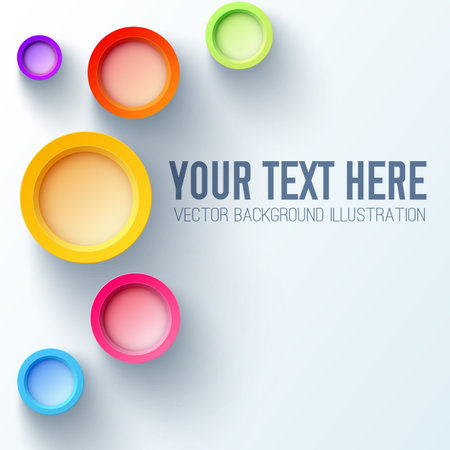 White background business template with bright rainbow 3d circles and place for your text vector illustrationのイラスト素材