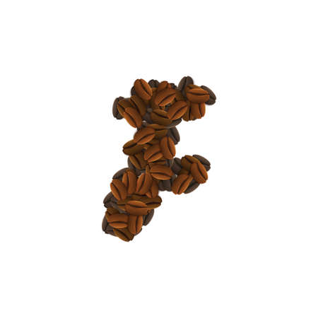 Letter Design Icon Object with F made of coffee beans isolated vector illustrationのイラスト素材