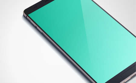 Realistic modern smartphone concept with light blank screen on white background isolated vector...