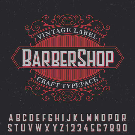 Barber Shop vintage label poster with craft typeface on black background vector illustrationのイラスト素材