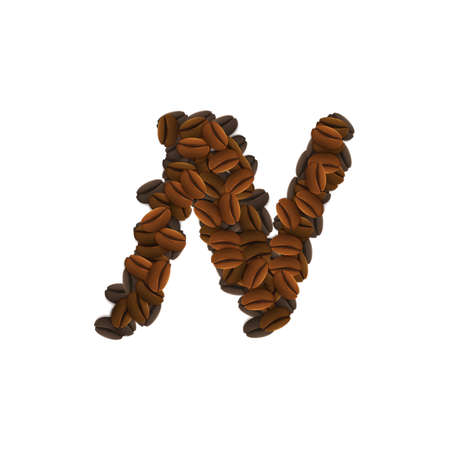 Design Icon Object with letter N made of coffee beans isolated vector illustrationのイラスト素材