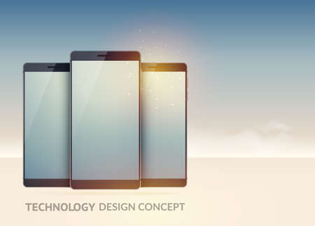 Digital technology devices concept with realistic modern smartphones on light background isolated vector illustrationのイラスト素材
