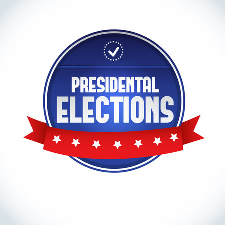 2016 usa presidential election lable with red ribbon on white background flat vector illustrationのイラスト素材