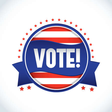 2016 usa presidential election vote label in form of circle on white background flat vector illustrationのイラスト素材