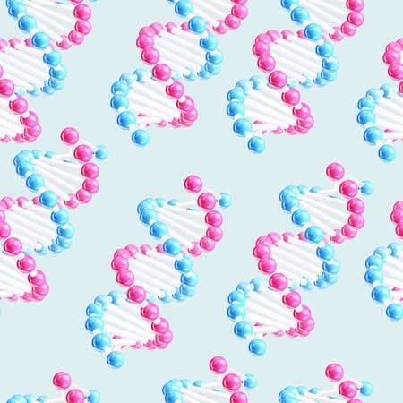 Colored science seamless background with pink and blue DNA pattern vector illustration