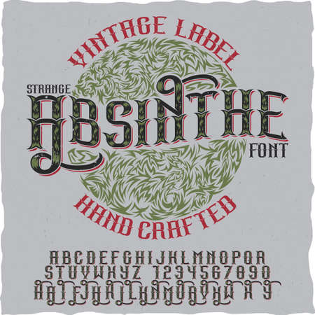 Absinthe hand crafted poster to use in any vintage style labels of alcohol vector illustrationのイラスト素材