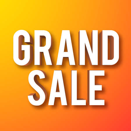 Grand sale symbol on orange background realistic isolated vector illustrationのイラスト素材