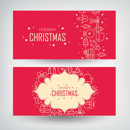 Christmas sales and Happy Ney Year design concept banners set.のイラスト素材