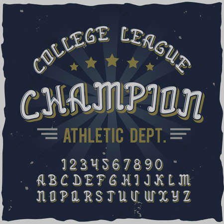 Original label typeface named "Champion". Good handcrafted font for any label design.のイラスト素材