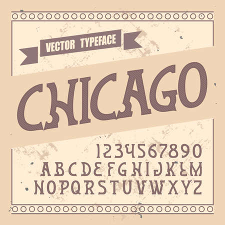 Original label typeface named "Chicago". Good handcrafted font for any label design.のイラスト素材