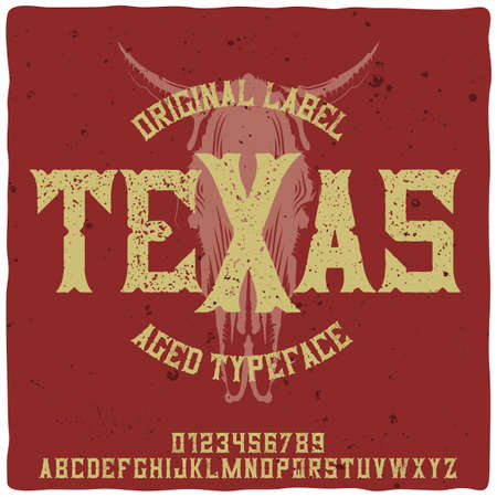 Original label typeface named "Texas". Good handcrafted font for any label design.のイラスト素材