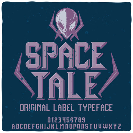 Original label typeface named "Space tale". Good handcrafted font for any label design.のイラスト素材