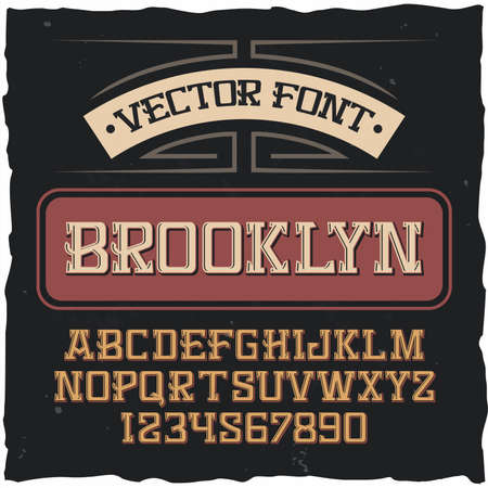 Original label typeface named "Brooklyn". Good handcrafted font for any label design.のイラスト素材