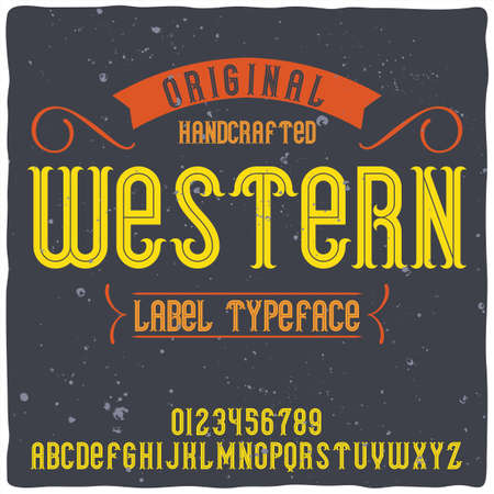 Original label typeface named "Western". Good handcrafted font for any label design.のイラスト素材