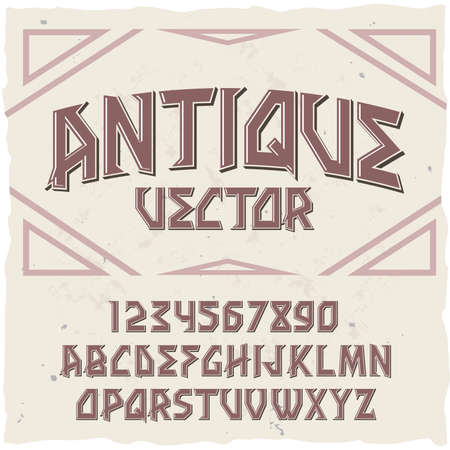 Original label typeface named "Antique". Good handcrafted font for any label design.のイラスト素材