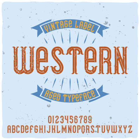 Original label typeface named "Western". Good handcrafted font for any label design.のイラスト素材