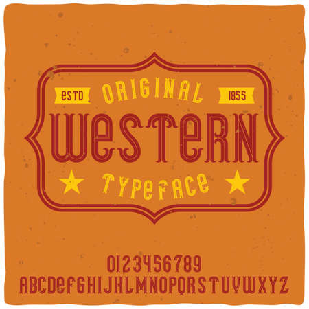 Original label typeface named "Western". Good handcrafted font for any label design.のイラスト素材