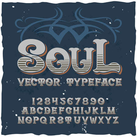 Original label typeface named "Soul". Good handcrafted font for any label design.のイラスト素材