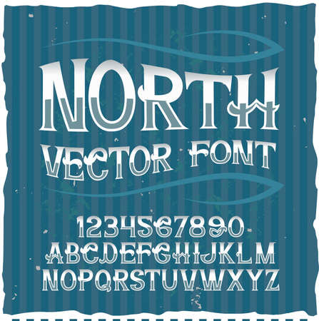 Original label typeface named "North". Good handcrafted font for any label design.のイラスト素材