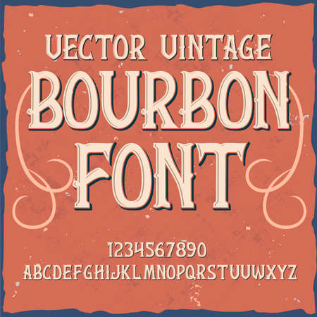 Original label typeface named "Bourbon". Good handcrafted font for any label design.のイラスト素材
