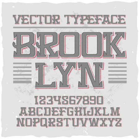 Original label typeface named "BrookLYN". Good handcrafted font for any label design.のイラスト素材