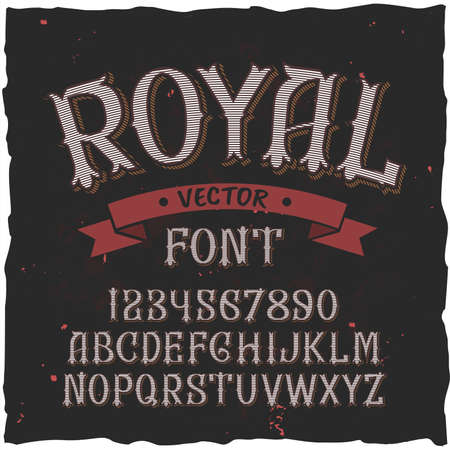 Original label typeface named "Royal". Good handcrafted font for any label design.のイラスト素材