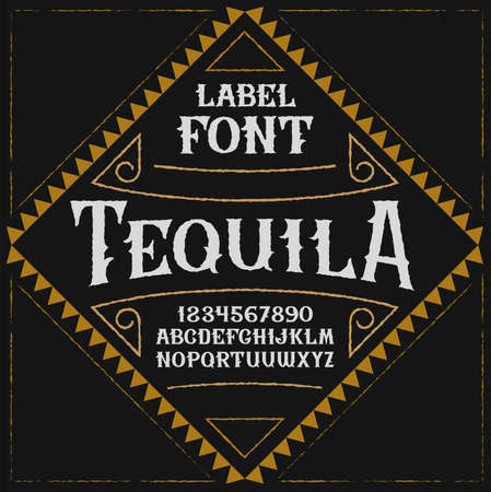 Vintage label typeface named "Tequila". Good handcrafted font for any label design.のイラスト素材