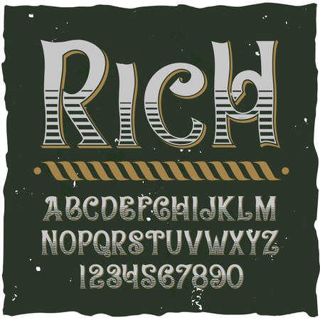Original label typeface named "Rich". Good handcrafted font for any label design.のイラスト素材