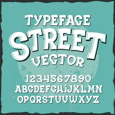 Original label typeface named "Street". Good handcrafted font for any label design.のイラスト素材