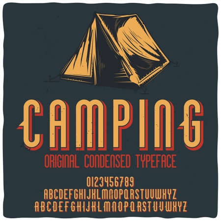 Vintage label typeface named "Camping". Good handcrafted font for any label design.のイラスト素材