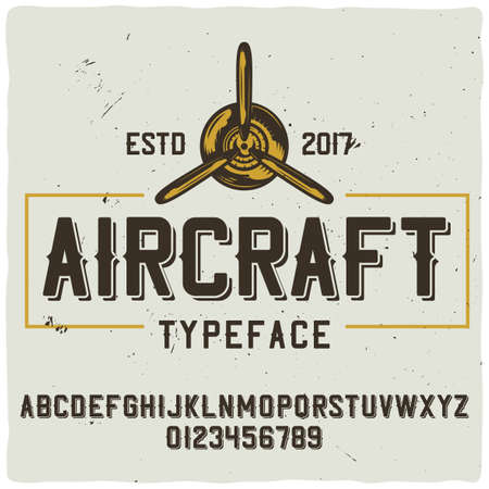 Original label typeface named "Aircraft". Good handcrafted font for any label design.のイラスト素材