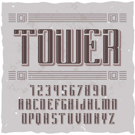 Original label typeface named "Tower". Good handcrafted font for any label design.のイラスト素材