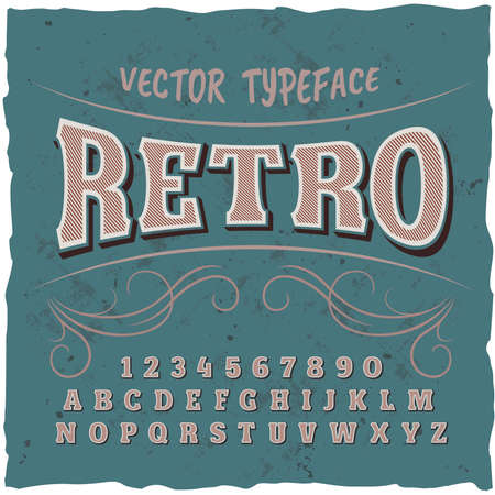 Original label typeface named "Retro". Good handcrafted font for any label design.のイラスト素材