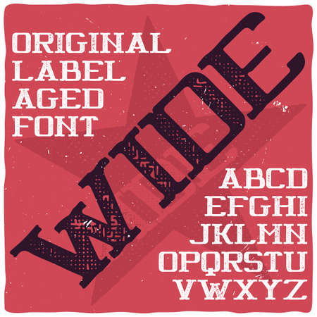 Vintage label typeface named "Wide". Good handcrafted font for any label design.のイラスト素材