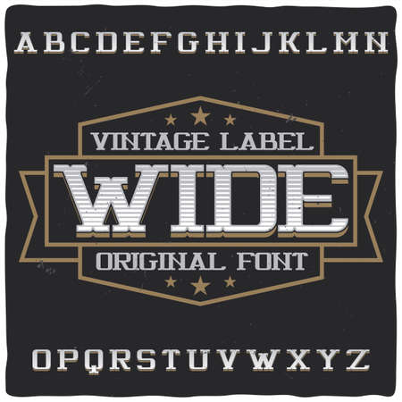 Vintage label typeface named "Wide". Good handcrafted font for any label design.のイラスト素材