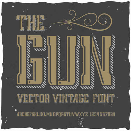 Original label typeface named "The Gun". Good handcrafted font for any label design.のイラスト素材