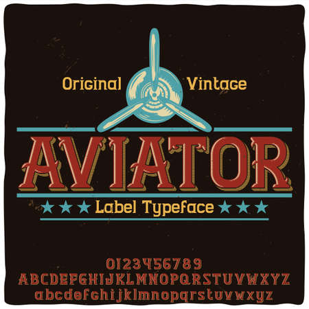Original label typeface named "Aviator". Good handcrafted font for any label design.のイラスト素材