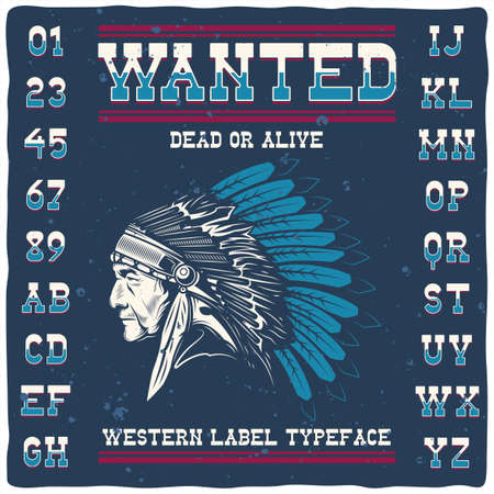 Vintage label typeface called " Wanted "のイラスト素材
