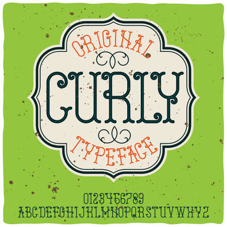 Vintage label typeface called " curly "のイラスト素材