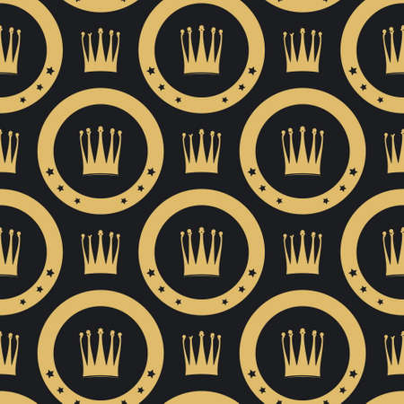 Golden crown seamless pattern. Luxury background golden vintage, vector illustrationのイラスト素材
