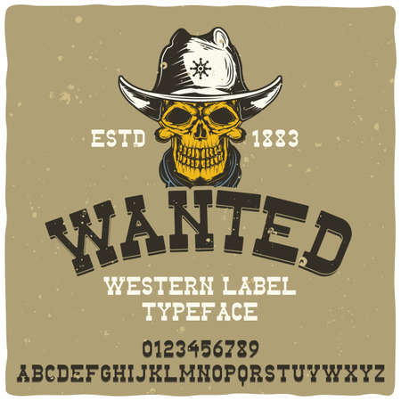 Vintage label typeface called " Wanted "のイラスト素材
