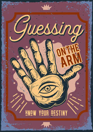 Poster with illustration of guessing on the armのイラスト素材